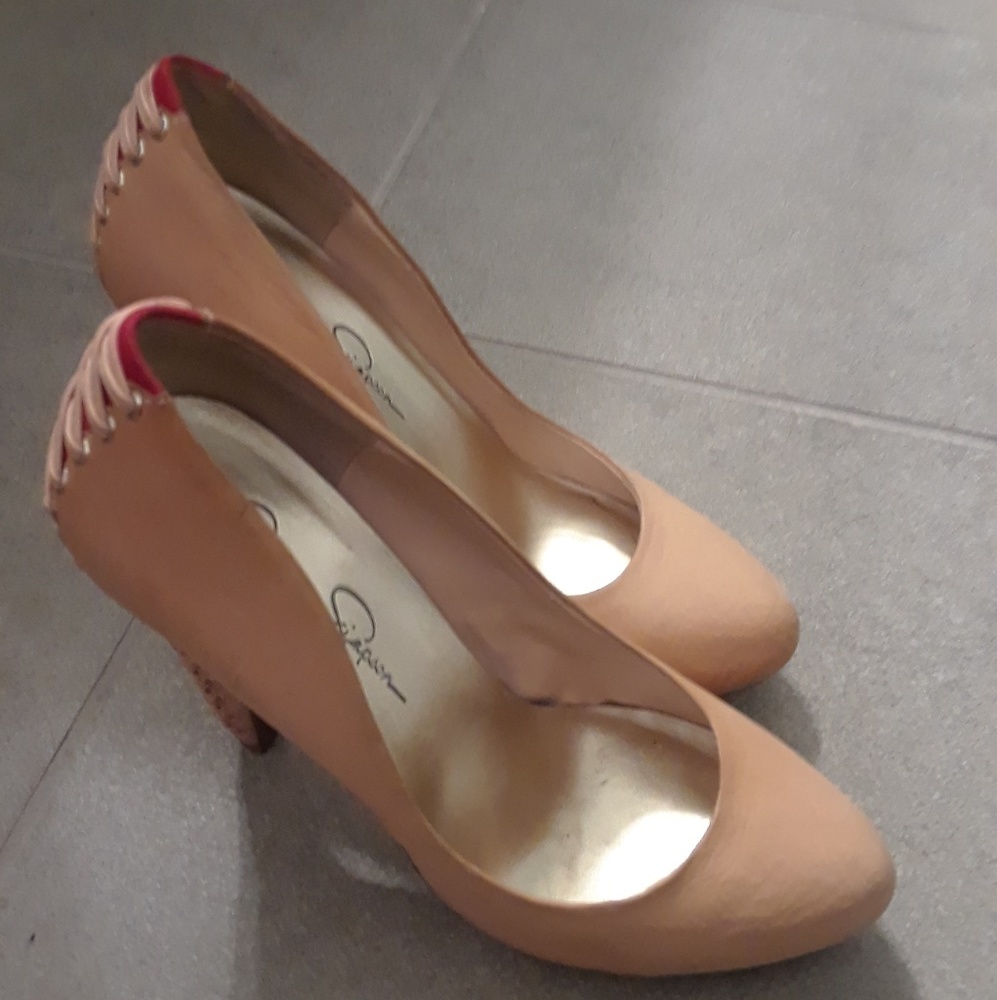 Jessica Simpson corset style leather heels sz 7.5